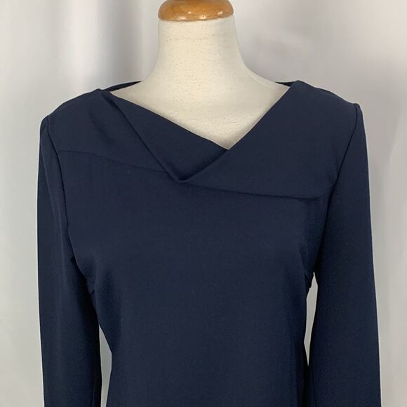 Armani Collezioni Navy Drape Neck MIDI Dress - Picture 8 of 16